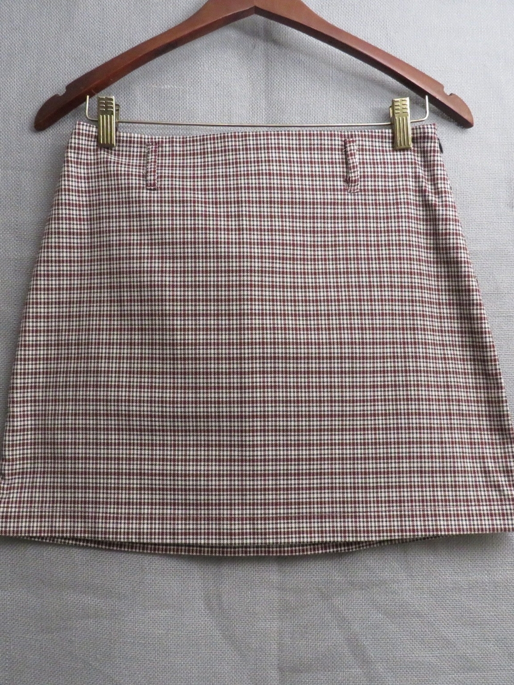 Checked Mini Skirt in Brown and Cream